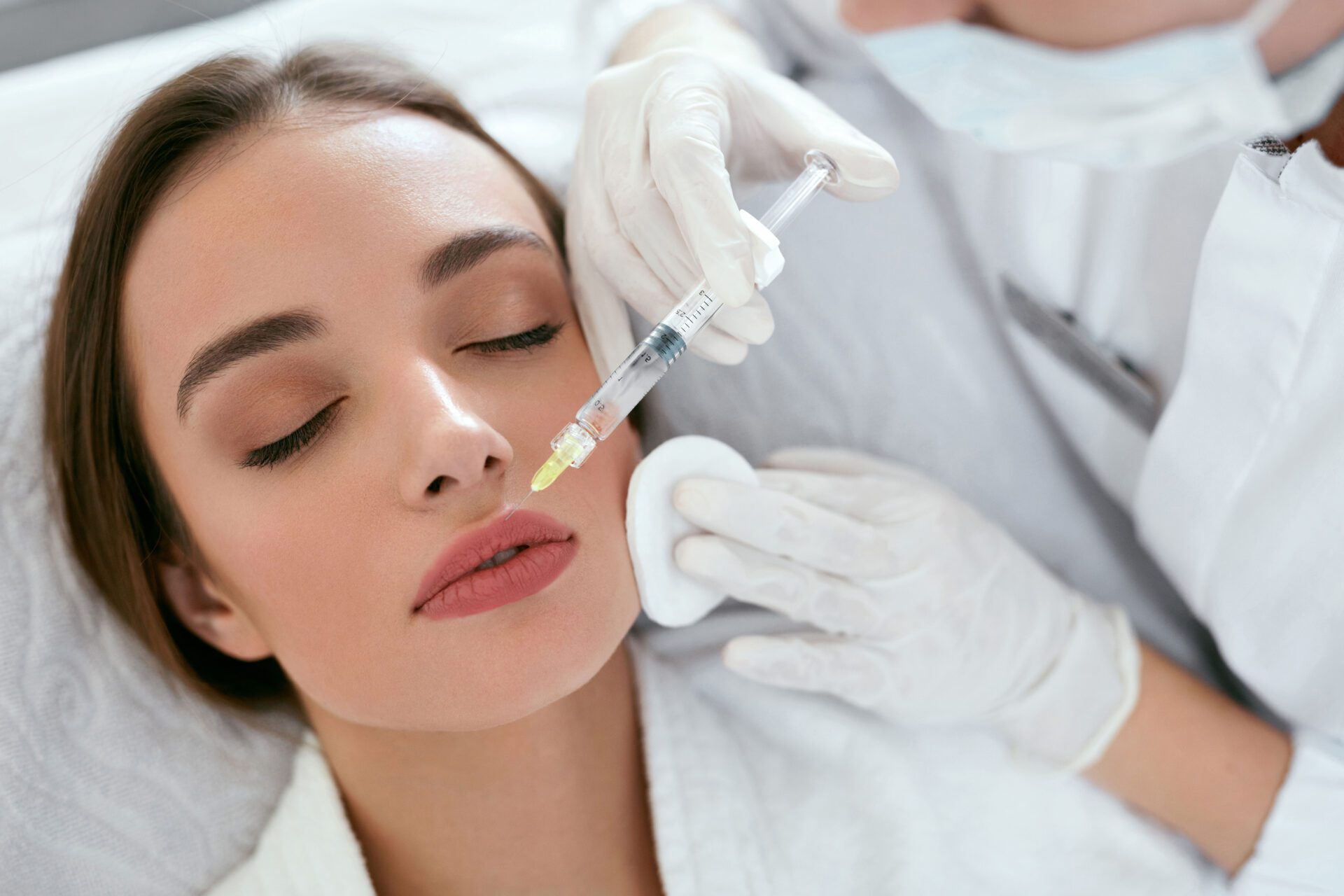 Woman Getting Beauty Injection For Lips, Facial Beauty Procedure